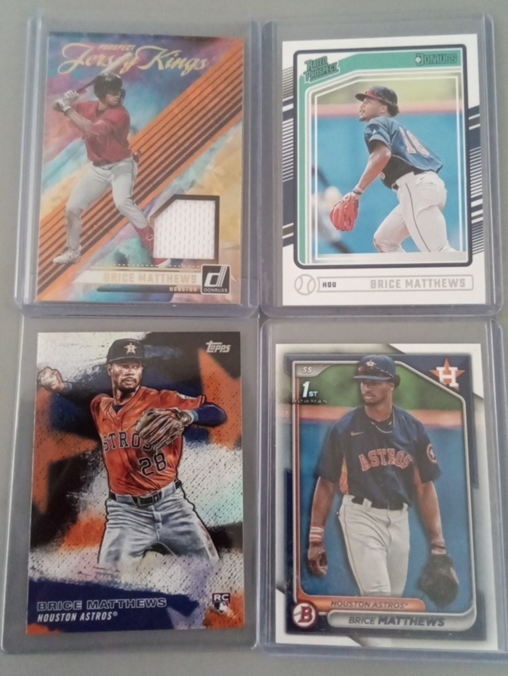 Panini And Topps Brice Matthews Houston Astros Baseball Card Lot.